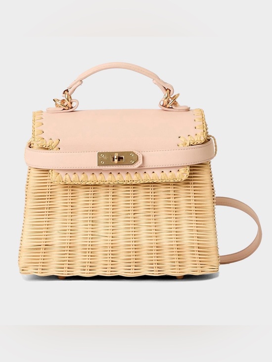 Btb Los Angeles Handbags - BTB LOS ANGELES Louis Rattan Top-handle Bag NWT
